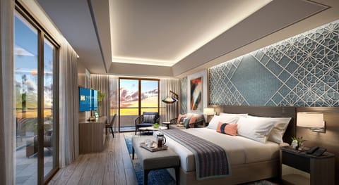 Suite, Beach View | Premium bedding, minibar, desk, bed sheets