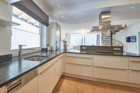 Deluxe Apartment | Private kitchen | Fridge, microwave, oven, stovetop