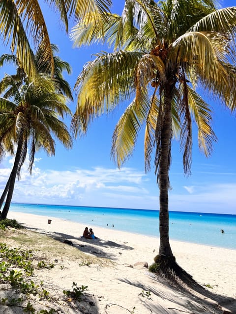 Beach nearby, white sand, sun loungers, beach umbrellas