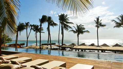 Indoor pool, outdoor pool, sun loungers