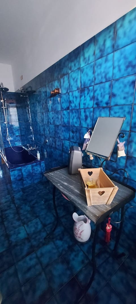 Combined shower/tub, free toiletries, hair dryer, towels