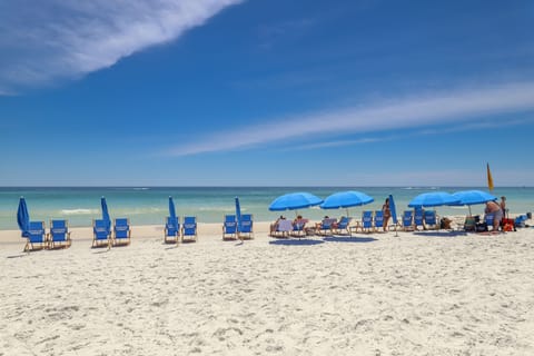 On the beach, white sand