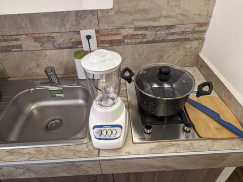 Business Apartment | Private kitchen | Fridge, microwave, blender, cookware/dishes/utensils