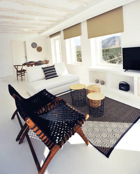 Panoramic Suite | Living area | 45-inch flat-screen TV with satellite channels, Netflix