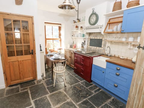 Fridge, electric kettle, toaster, cookware/dishes/utensils