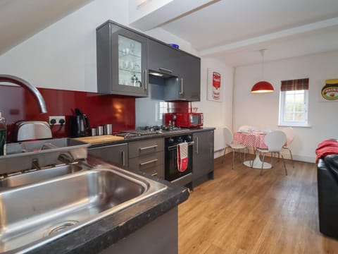 Fridge, dishwasher, electric kettle, toaster