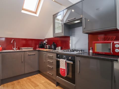 Fridge, dishwasher, electric kettle, toaster