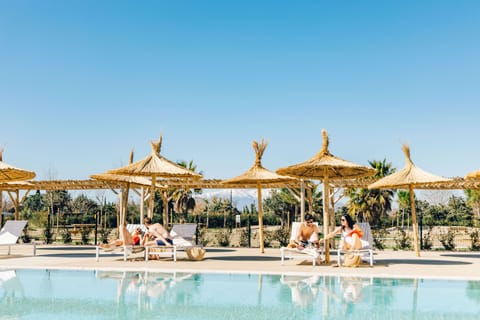 Seasonal outdoor pool, sun loungers