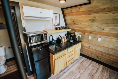 Premier Cabin, Hot Tub, Lake View | Private kitchen | Fridge, microwave, stovetop, coffee/tea maker