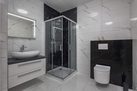 Family Room, 1 Bedroom, Sea Facing (Family Resort Santa Maria II Room 201) | Bathroom | Shower, hair dryer, towels, soap