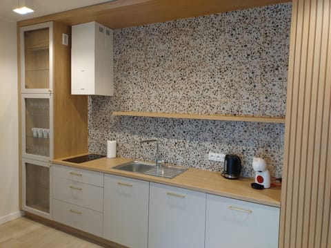 Apartment, 1 Bedroom, Balcony | Private kitchen | Fridge, microwave, stovetop, electric kettle