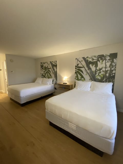 Comfort Room, 2 Queen Beds, Non Smoking, Pool Access | In-room safe, desk, laptop workspace, iron/ironing board