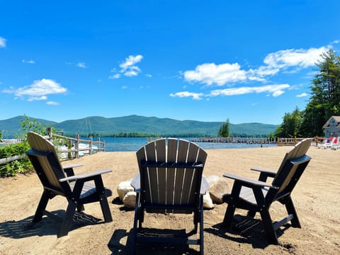 Private beach, beach umbrellas