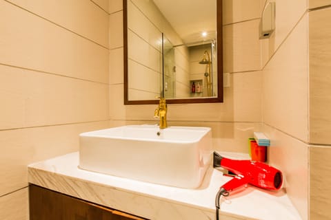 Premier Room, 1 King Bed, Non Smoking | Bathroom | Shower, rainfall showerhead, designer toiletries, hair dryer