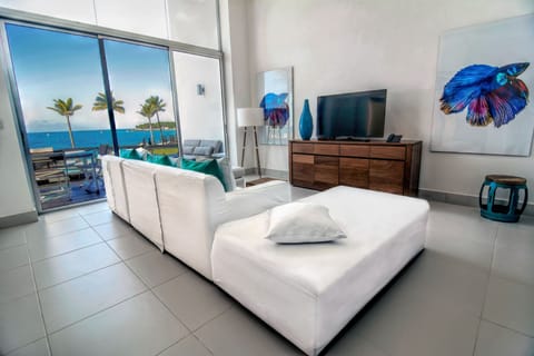 Suite, 2 Bedrooms, Balcony, Ocean View | Living area | Flat-screen TV