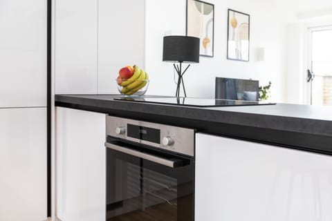 City Apartment | Private kitchen | Full-size fridge, microwave, oven, stovetop