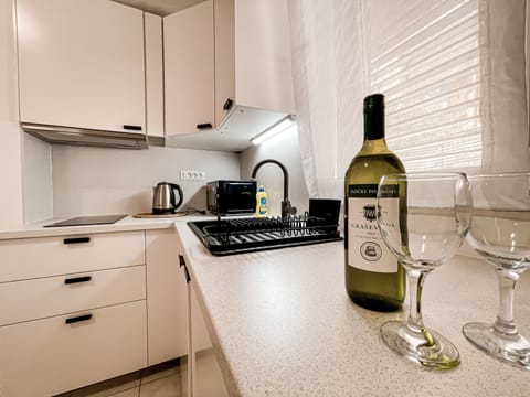 Superior Studio | Private kitchen | Full-size fridge, microwave, stovetop, electric kettle