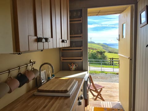 Fridge, electric kettle, toaster, cookware/dishes/utensils