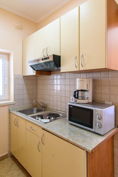 Standard Apartment, 2 Bedrooms, Sea View | Private kitchen | Fridge, microwave, stovetop, electric kettle