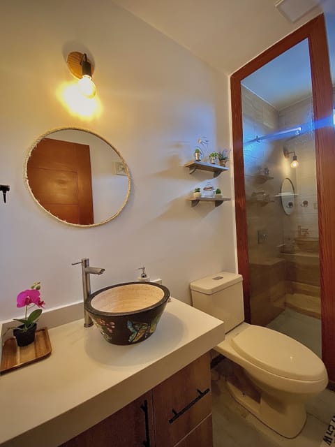 Standard Double Room | Bathroom | Shower, hair dryer, towels, soap