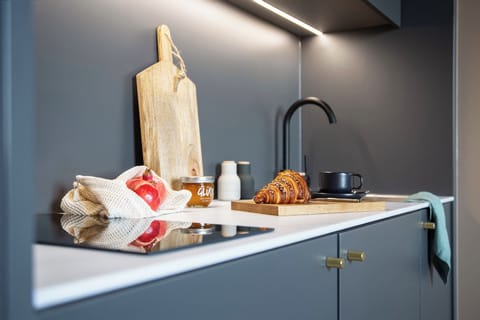 Microwave, stovetop, dishwasher, electric kettle