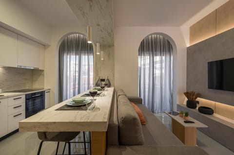 Premium Apartment | Private kitchen | Full-size fridge, microwave, oven, stovetop