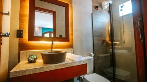 Superior Double Room, Patio | Bathroom | Shower, free toiletries, towels, soap