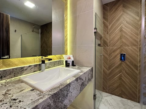 Standard Room, 2 Double Beds | Bathroom shower