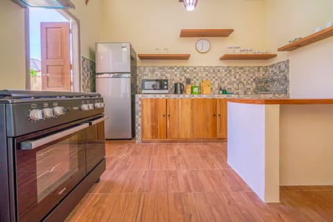 Fridge, microwave, stovetop, electric kettle