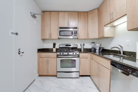 Deluxe Apartment | Private kitchen | Fridge, microwave, oven, dishwasher