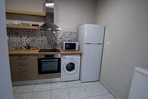 Classic Apartment | Private kitchen | Full-size fridge, oven, stovetop, cookware/dishes/utensils