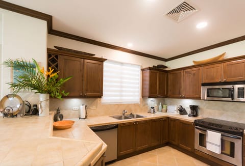 Luxury Apartment | Private kitchen | Full-size fridge, microwave, oven, stovetop