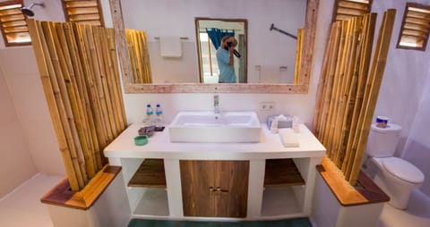 Deluxe Room | Bathroom | Shower, designer toiletries, hair dryer, towels