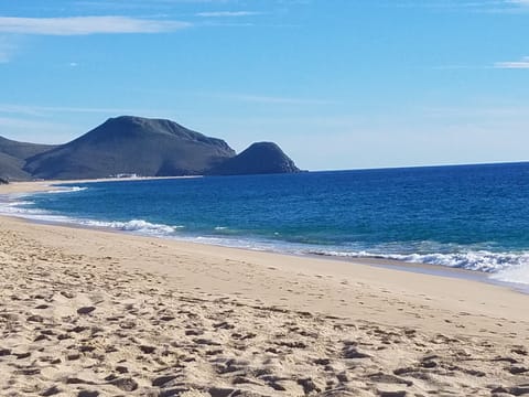 On the beach, beach umbrellas, beach towels