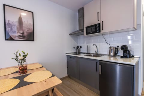 Superior Apartment | Private kitchen | Full-size fridge, microwave, electric kettle