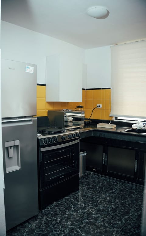 Apartment Mountain View (H2-1) | Private kitchen | Full-size fridge, microwave, oven, stovetop