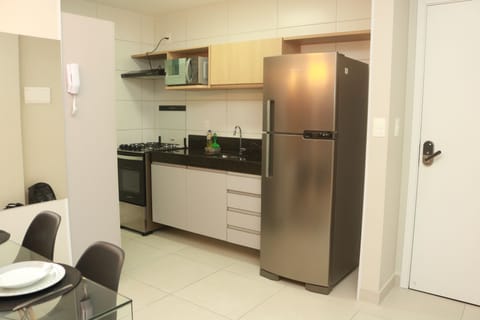 Apartment | Private kitchen | Fridge, microwave, stovetop, blender