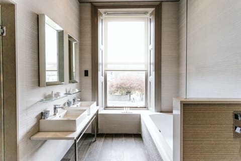 Hair dryer, bathrobes, towels