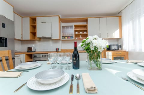 Apartment (A1) | Private kitchen | Oven, electric kettle, toaster