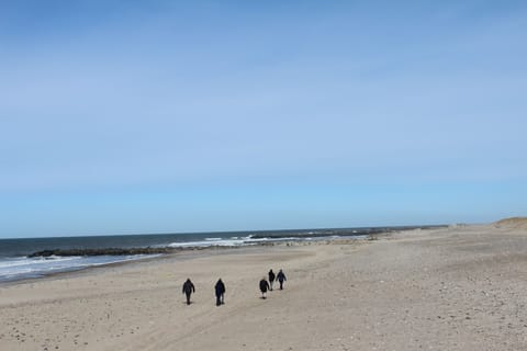 On the beach, white sand