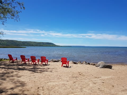 Private beach nearby, sun loungers, beach volleyball