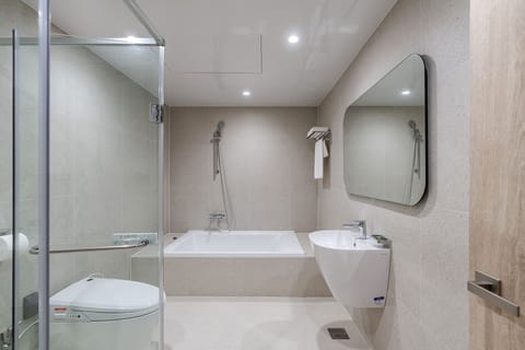 Deluxe Double Room | Bathroom | Separate tub and shower, hair dryer, bathrobes, slippers