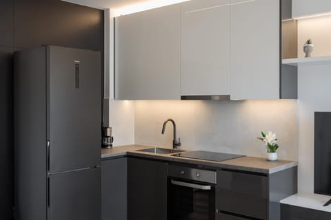 Luxury Apartment | Private kitchen | Fridge, oven, stovetop, espresso maker