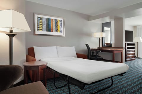 Premium bedding, down comforters, pillowtop beds, desk