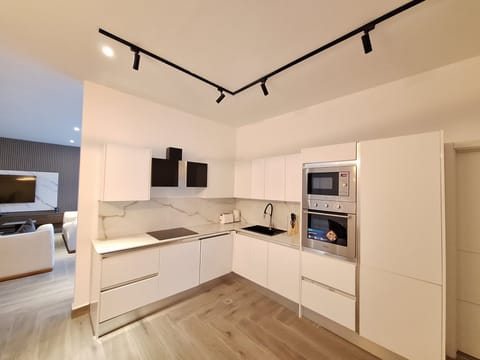 Presidential Apartment | Private kitchen | Full-size fridge, microwave, oven, stovetop