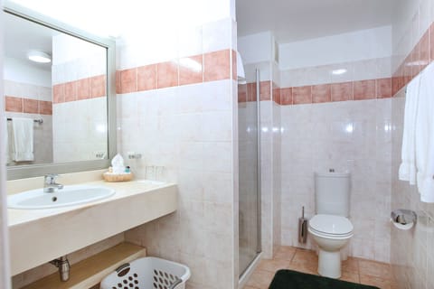 Shower, free toiletries, hair dryer, bidet