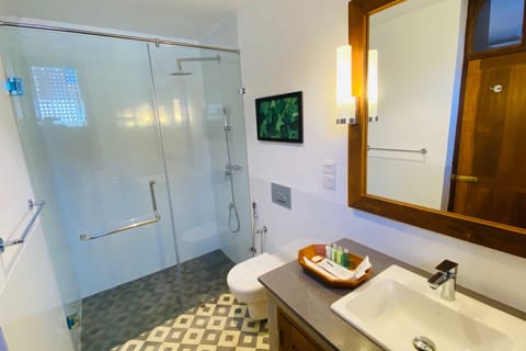 Deluxe Double or Twin Room | Bathroom | Shower, rainfall showerhead, bidet, towels