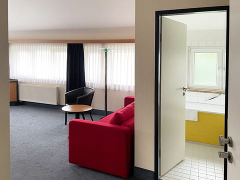 Desk, blackout drapes, soundproofing, free WiFi