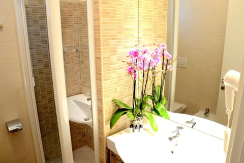 Shower, free toiletries, hair dryer, bidet