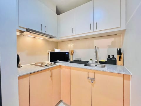 City Apartment, City View | Private kitchen | Full-size fridge, microwave, stovetop, electric kettle